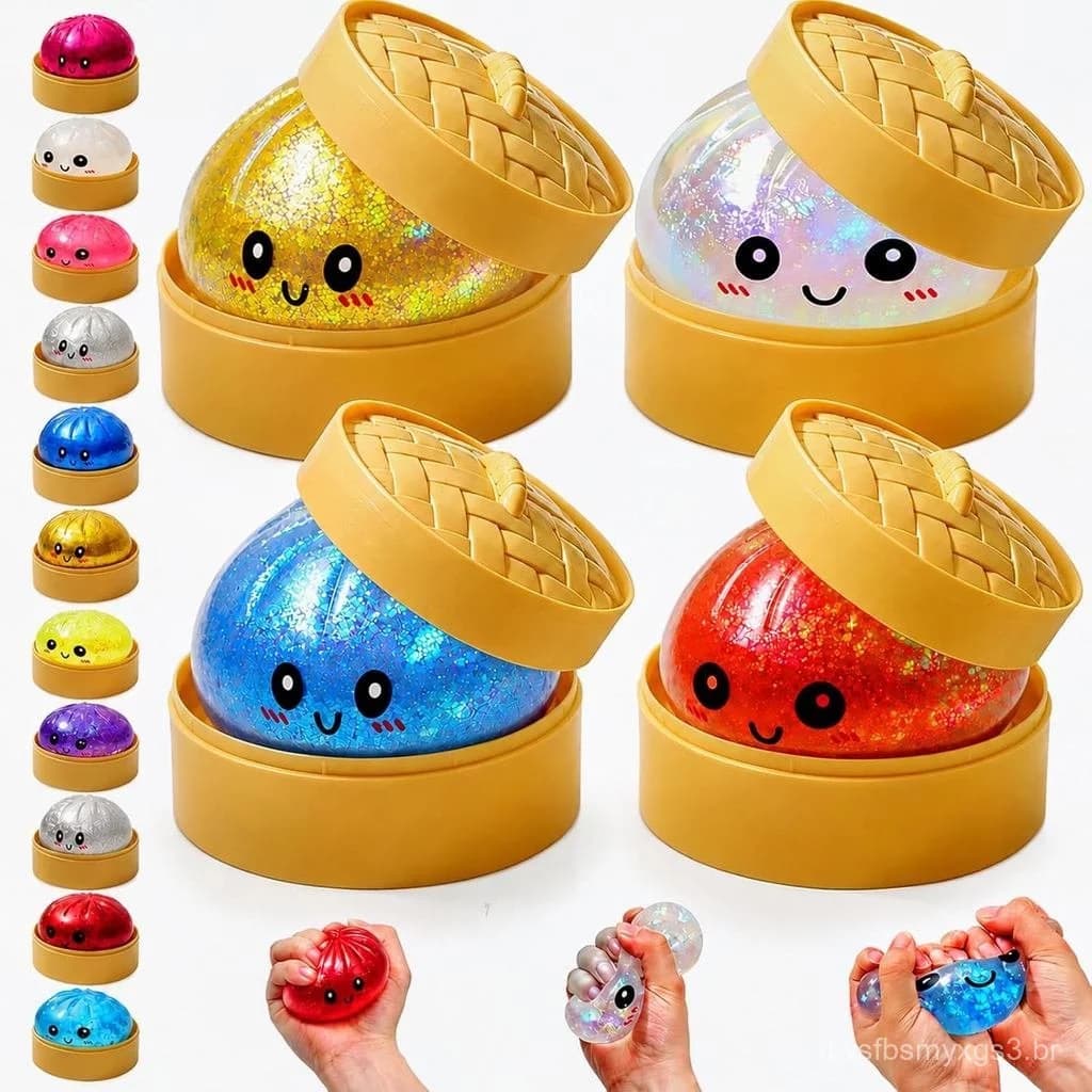 Set of four glitter dumpling squishies