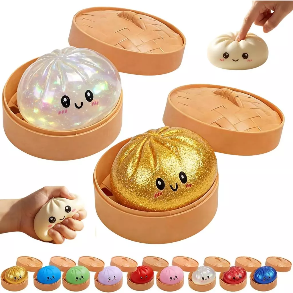 Two glitter dumpling squishies